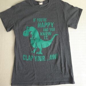 If You're Happy And You Know It Clap Your Oh T-Shirt Gray Green Small